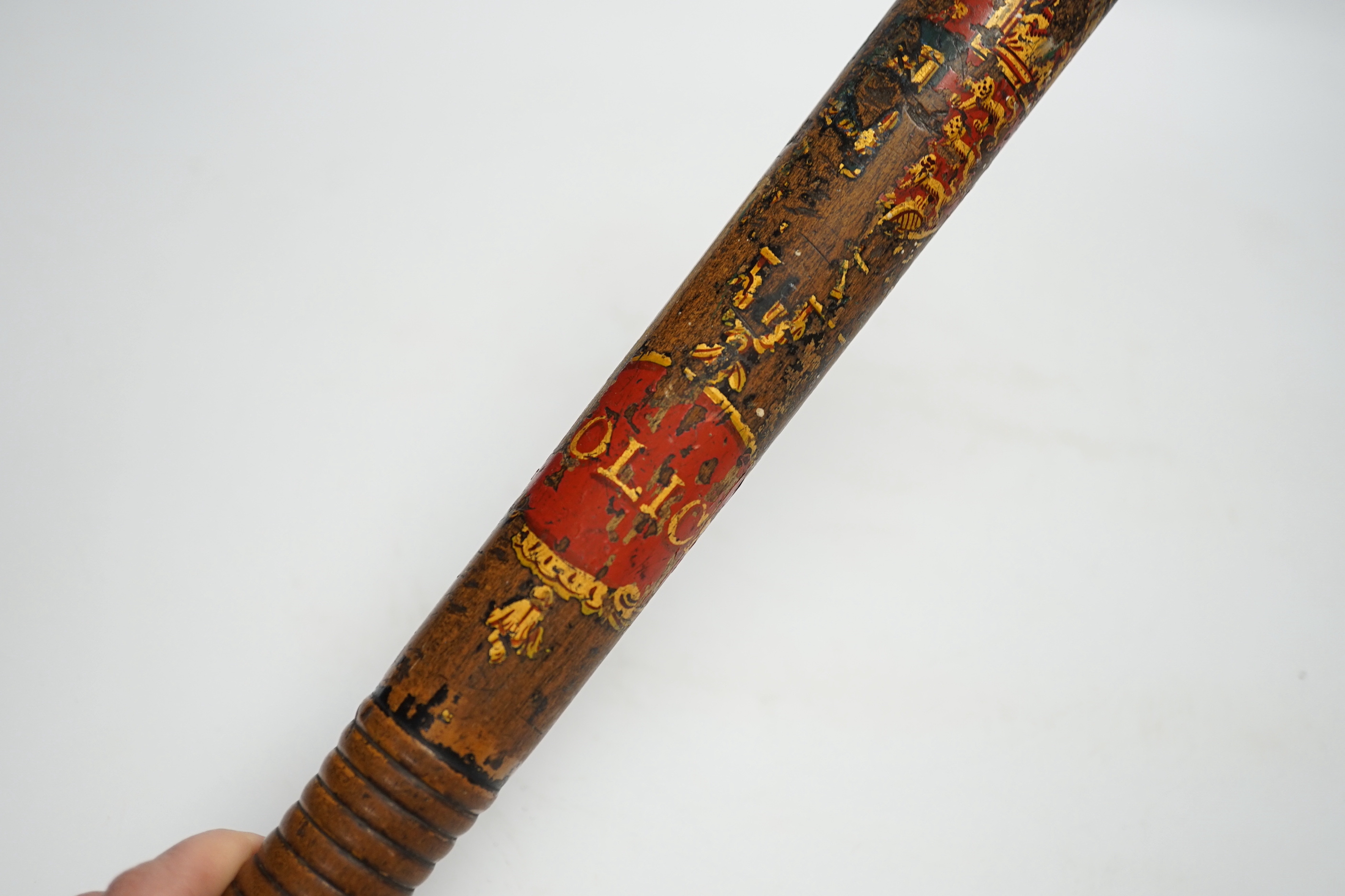 Victorian turned and painted wood police truncheon, 43cm